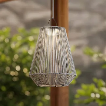 Venkovní osvětlení Lindby LED solární závěsná lampa Austas, šedá, Ø 32 cm, USB, IP54 - Držák – Ø 11,2 cm, výška 1,9 cm šedá, černá 1 x 2,7 W LED - Doprava zdarma