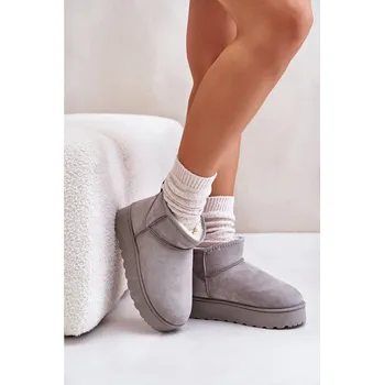 Dámská zimní obuv Boto Ženské sněhové boty s platformou oteplenou kožešinou Xamella Barva: Stříbrná, Velikost: 39