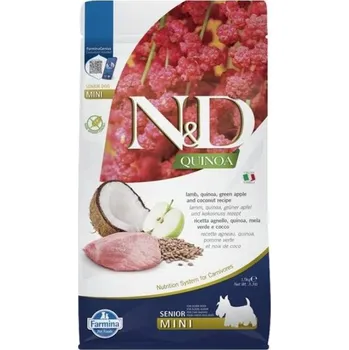 Krmivo pro psa N&D Grain Free Quinoa Dog Adult Mini Senior Lamb, Green Apple & Coconut 1,5kg