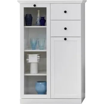 Knihovna Vitrína nízká Brandson - Mebelbos Bílý Mat 81x129 cm