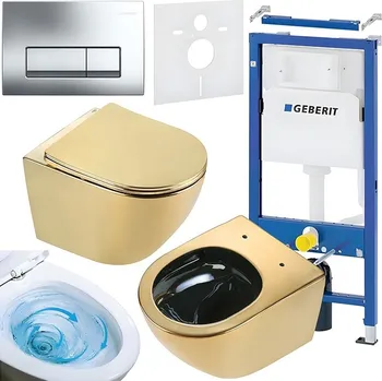 Klozet BPS-koupelny Podomítkový modul Geberit DuoFix s WC mísou FW-GL-BL-TR-03 + ovládací tlačítko Delta 50 chrom