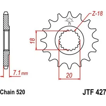 Řetězová sada pro motocykl Řetězové kolečko JT JTF 427-14 14 zubů, 520