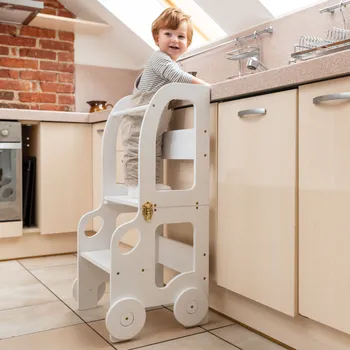 učicí věž Family-scl Montessori učící věž s motivem auta 3v1-Bílá