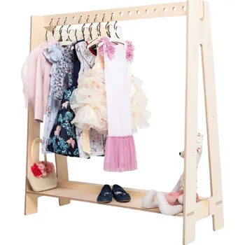 Věšák Montessori House Bed Dětský dřevěný věšák na oblečení - verze 2-Přírodní bříza