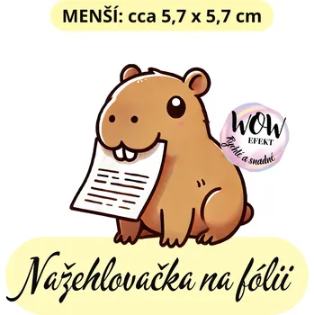 Nažehlovačky na fólii Nažehlovačka na fólii, KAPYBARA s papírem, 1 kus Zvolte VELIKOST motivu ZDE:: Menší