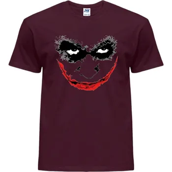 Pánské tričko panske_levne_tricko_potisk_usmev_Joker Barva: Burgundy - vínová, velikost: XL