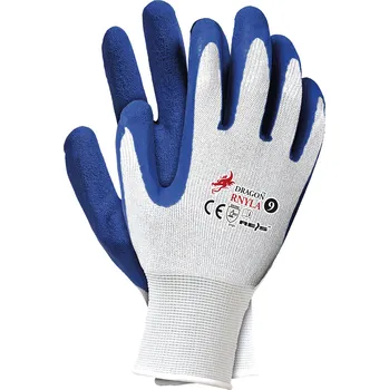 Pracovní rukavice Rukavice Reis Pracovní rukavice ochranné rukavice RNYLA WH/BL velikost 7 - S 12 párů