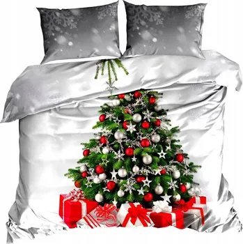 Povlečení Povlečení Bavlna Satén 140 x 200 cm 3D VÁNOČNÍ STROMEČEK