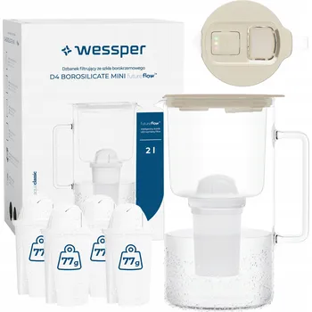 Filtrace vody Filtrační konvice Wessper D4 Borosilicate Mini FutureFlow 2 l béžová