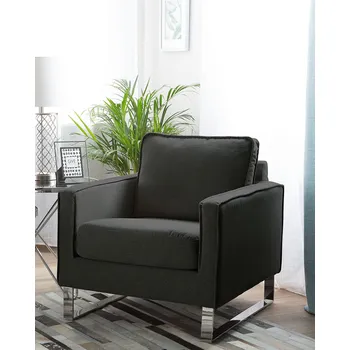 Křeslo Křeslo antracitové čalounění z nerezové oceli tlusté sedadlo v retro stylu Beliani