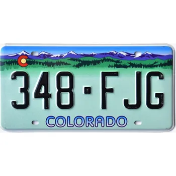Plechová cedule Americká SPZ Colorado Rocky Mountains 348-FJG