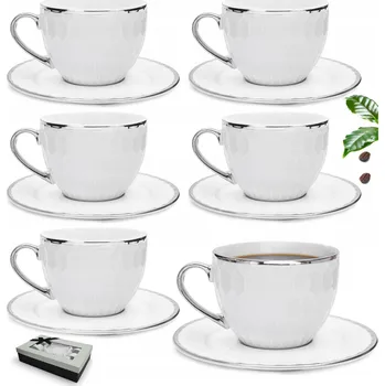 Sada šálků Bella Fiore 280ml na kávu a čaj, porcelánová, 6+6, dárek