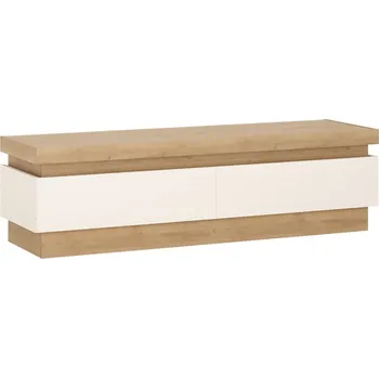 Televizní stolek TV stolek Lyon - Meble Wojcik Dub Riviera Světlý / Bílý Lesk 146x41.7 cm