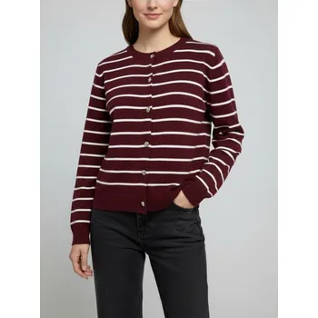 Dámská móda Sinsay - Pruhovaný kardigan na knoflíky - burgundy - 128IJ-53P - 128IJ-53P-S