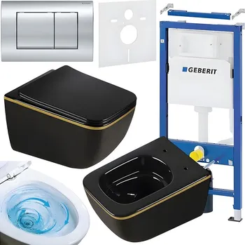 Klozet BPS-koupelny Podomítkový modul Geberit DuoFix s WC mísou YU-BL-GL-TR-03 + ovládací tlačítko Delta 30 chrom