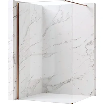 Bezrámová sprchová zástěna REA FLEXI BRUSH COPPER 120 cm, měď kartáčovaná/transparent - bez vaničky