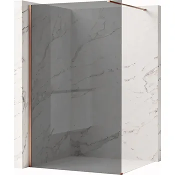 Bezrámová sprchová zástěna REA FLEXI BRUSH COPPER 110 cm, měď kartáčovaná/šedá kouřová - bez vaničky