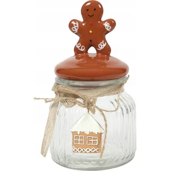 Dóza na potraviny Skleněná dóza na sušenky Perníček Vánoční Deco Xmas