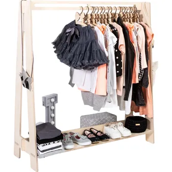 Věšák Montessori House Bed Dětský dřevěný věšák na oblečení - verze 1-Přírodní bříza