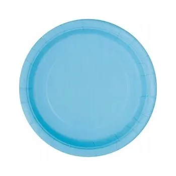 Party nádobí Papírové talíře, světle modré, 18 cm, 8 ks