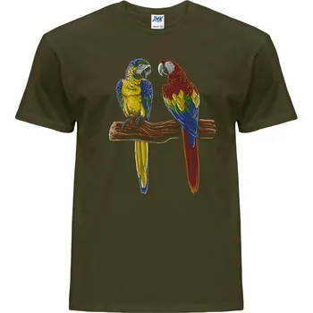 Pánské tričko panske_levne_tricko_potisk_laska_papousci Barva: Khaki, velikost: L