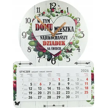 Hodiny NÁSTĚNNÉ HODINY S KALENDÁŘEM DO ROKU 2026 NEJMILEJŠÍ DĚDEK 40,5 CM