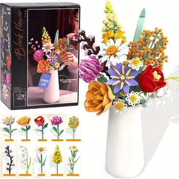 ostatní stavebnice Stavebnice Technické kostky KVĚTINY KYTICE keramická váza 1070 dílků ZA5865