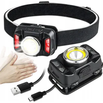 Čelovka ČELOVKA AKUMULÁTOROVÁ LED ČELOVÁ SVÍTILNA NA HLAVU SE SENZOREM POHYBU Černá