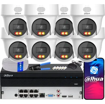 Bezpečnostní kamera IP Monitoring 4MPx Dahua 8 Otočných Kamer IPC-PT1439H-PV-0280B PoE LED IR