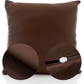 Povlak na dekorativní polštářek BAVLNĚNÝ povlak na polštář 45x45 jednobarevný hladký HNĚDÝ