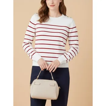 Dámský svetr Sinsay - Pruhovaný svetr s ozdobnými knoflíky na ramenou - červená - 064IJ-33P - 064IJ-33P-L