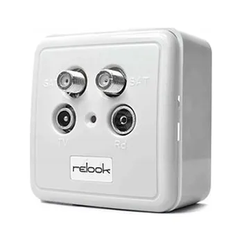 Elektrická zásuvka Anténní zásuvka účastnická bílá, 2x SAT, 1x TV, 1x FM, kompletní