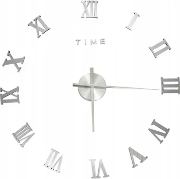 Hodiny Velké stříbrné 3D nástěnné hodiny, průměr 100 cm