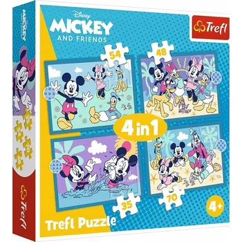 Puzzle Puzzle 4v1 Mickey Mouse 34669 Veselé příhody Mickey Mouse Trefl