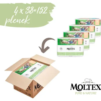 Plenkové kalhoty Plenky Moltex Pure & Nature Mini 3-6 kg - ekonomické balení (4 x 38 ks)