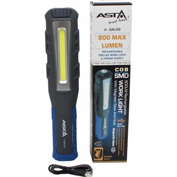 Svítilna Dílenská montážní lampa, COB LED, 800 lm, nabíjecí, s magnety a háčky - ASTA