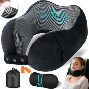 Polštář POLŠTÁŘ CESTOVNÍ POLŠTÁŘ ERGONOMICKÁ PAMĚŤOVÁ PĚNA POVLAK + TAŠKA