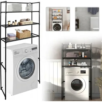 Koupelnový nábytek PÓŁKA NAD PRALKĘ STOJAK DO KOUPELNY PRÁDELNY SKŘÍŇKA KOUPELNOVÁ ČERNÁ