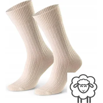 Pánské ponožky MILENA PONOŽKY VLNĚNÉ TEPLÉ DÁMSKÉ BEZ TLAKU BÉŽOVÉ 37-41