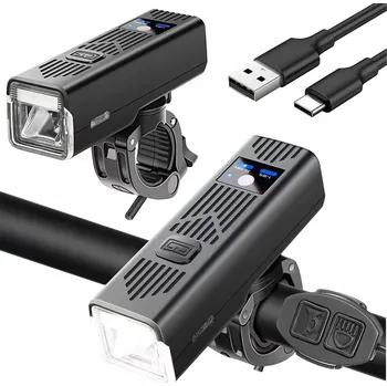 Cyklosvítilna SVĚTLO NA KOLO PŘEDNÍ LED USB SVÍTILNA NA ŘIDÍTKA SILNÉ S KLAKSONEM