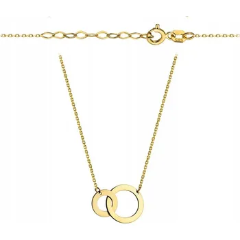 Náhrdelník Zlatý řetízkový náhrdelník 585, klanovka, dvě propletená kolečka (kroužky)