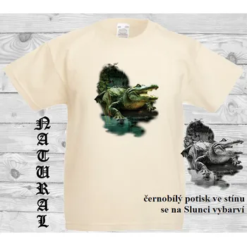 Chlapecké tričko detske-bavlnene_tricko_uv_potisk_aligator Barva: Natural - přírodní, velikost: 152