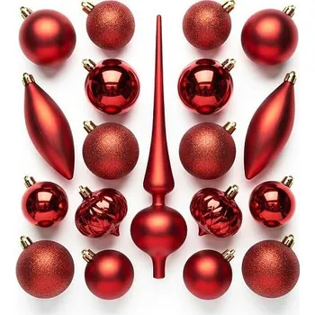 Vánoční dekorace Homestyling Vánoční ozdoby sada 19 ks červená KO-CAN305220