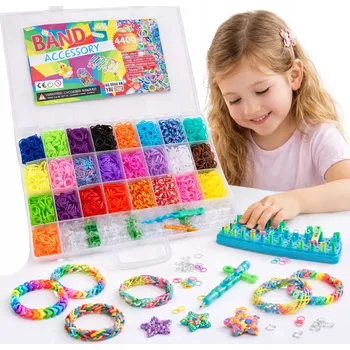 kreativní sada GUMIČKY NA VÝROBU NÁRAMKŮ + TKALCOVSKÝ STAV VELKÁ SADA 4400KS