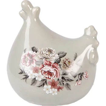 Clayre & Eef - Dekorativní keramická slepička FLOWERS 6CE2400