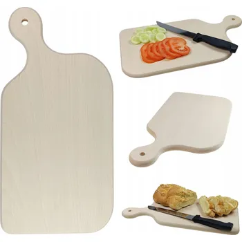 Kuchyňské prkénko DŘEVĚNÉ PRKÉNKO NA KRÁJENÍ ZELENINY SE ZAKŘIVENOU RUKOJETÍ 40 x 20 CM - BUK