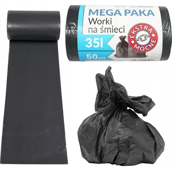 Pytle na odpadky PYTLE NA ODPADKY 50 KUSŮ MEGA BALENÍ UNIVERZÁLNÍ EXTRA SILNÉ - 35 L
