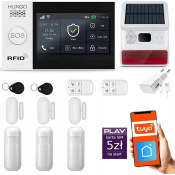 Sada domovního alarmu Bezdrátový GSM + WiFi alarm s aplikací TUYA, sada, HUXGO HXA007
