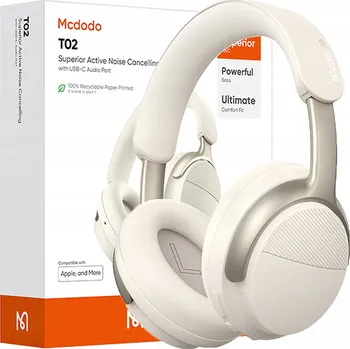 Sluchátka MCDODO BEZDRÁTOVÁ SLUCHÁTKA PŘES UŠI BLUETOOTH S MIKROFONEM A ANC - BÉŽOVÁ