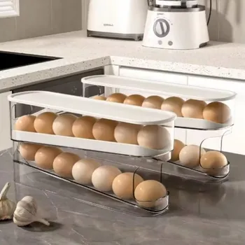 Dóza na potraviny ORGANIZÉR ZÁSOBNÍK NA VEJCE skladování v lednici AUTOMATICKÝ PODAVAČ